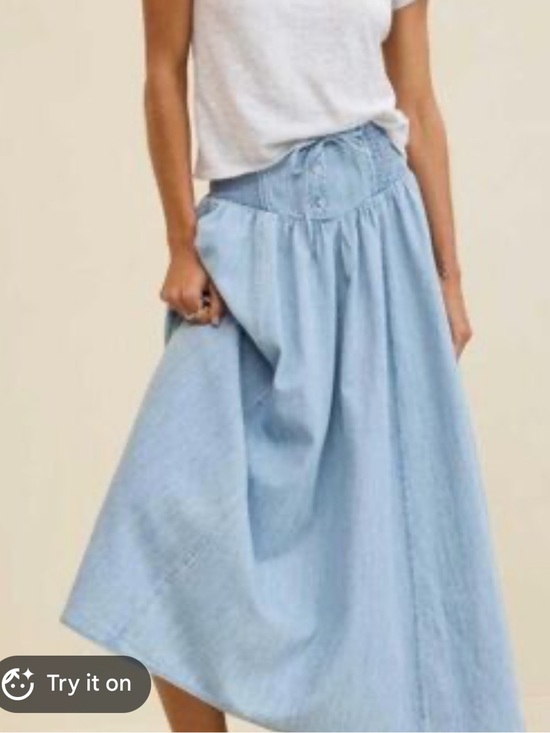 aerie Dresses & Skirts - Aerie Chambray Blue Button Front Maxi Skirt